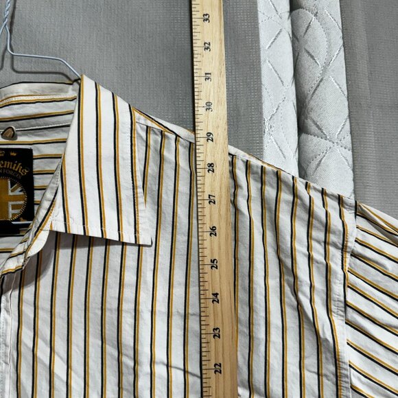 Akademiks Dress Shirt Men's XL Long Sleeve Orange White Striped 100% Cotton - Picture 13 of 16